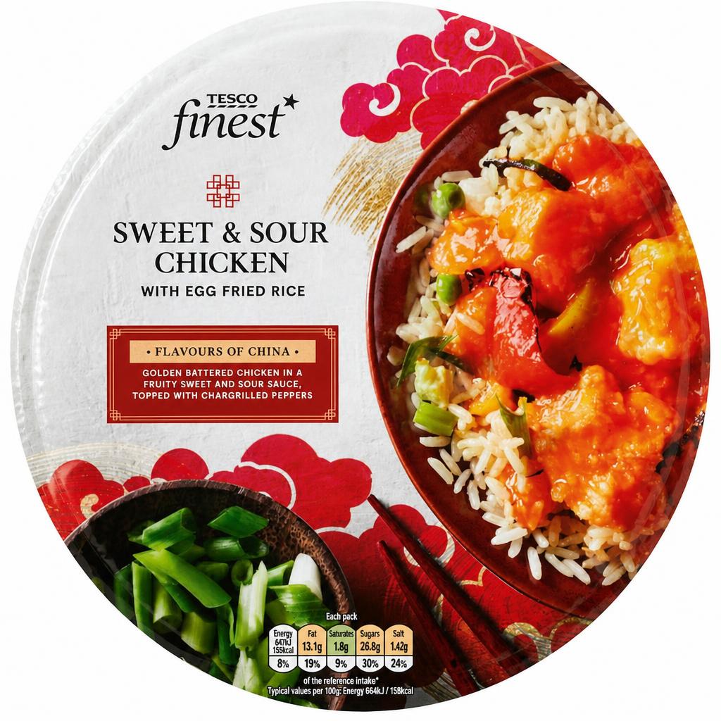 Tesco Finest Sweet & Sour Chicken & Egg Fried Rice 400G