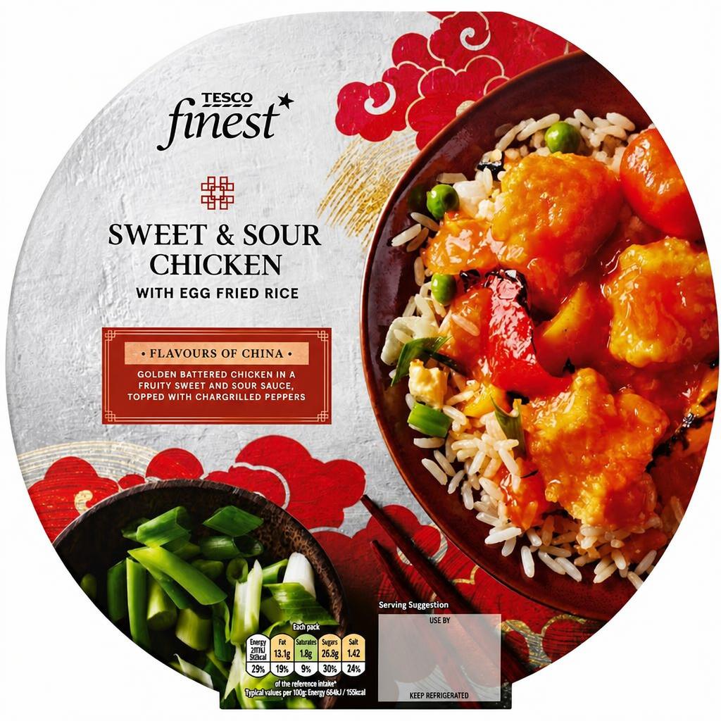 Tesco Finest Sweet & Sour Chicken & Egg Fried Rice 400G