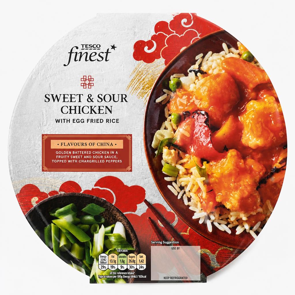 Tesco Finest Sweet & Sour Chicken & Egg Fried Rice 400G