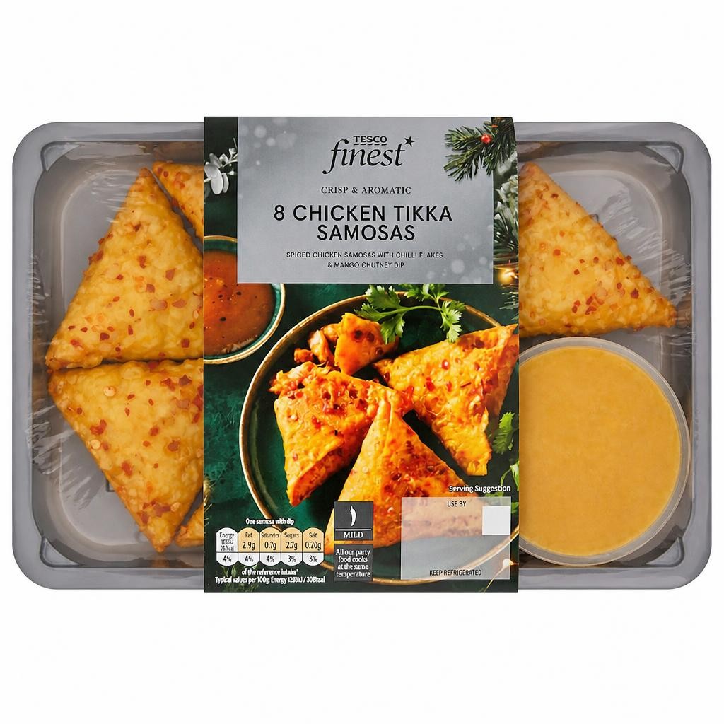 Tesco Finest 8 Chicken Tikka Samosas 230G
