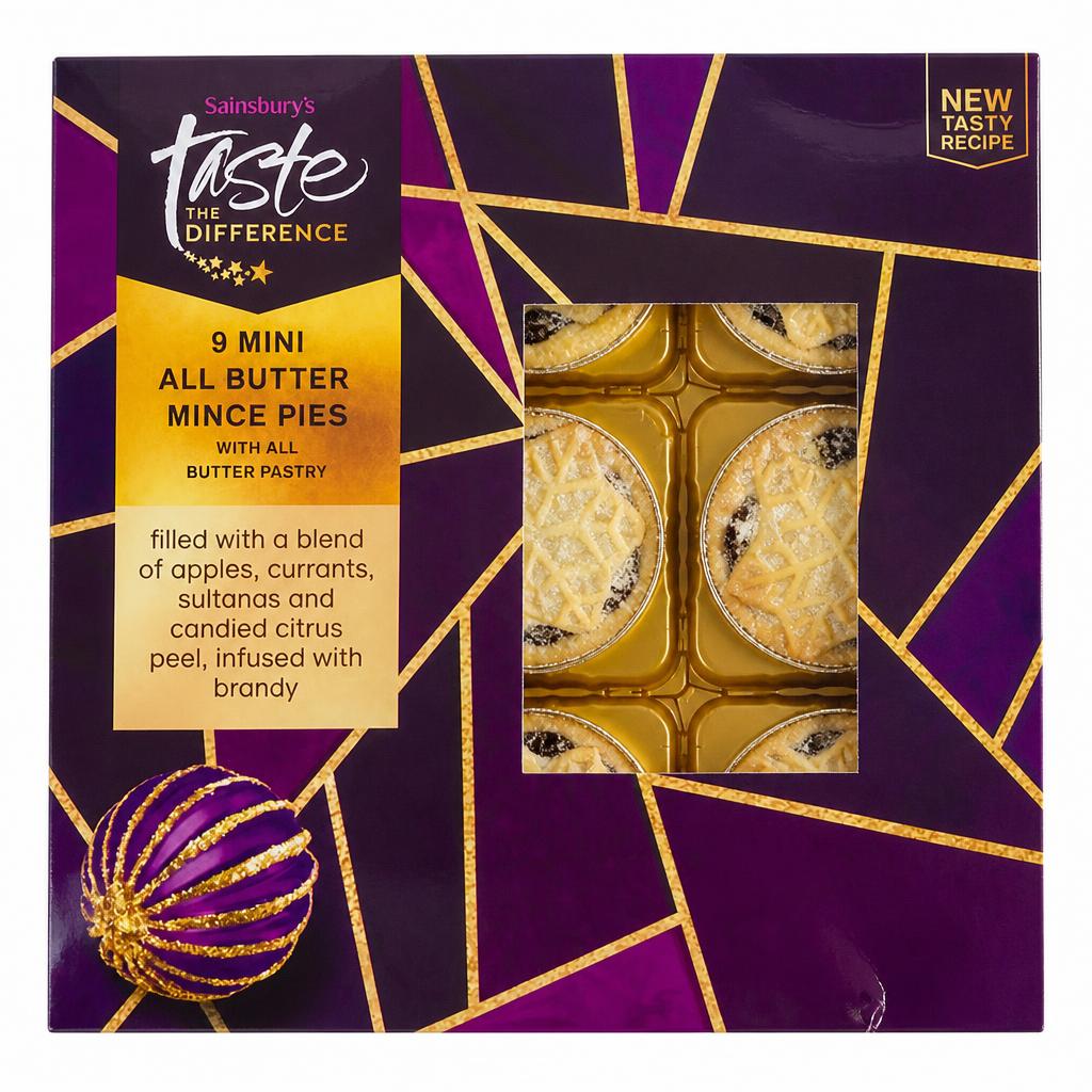 Sainsbury's Mini All Butter Mince Pies, Taste the Difference x9 216g