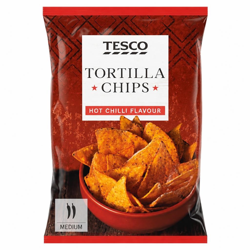 Tesco Tortilla Chips Hot Chill Flavour 200G