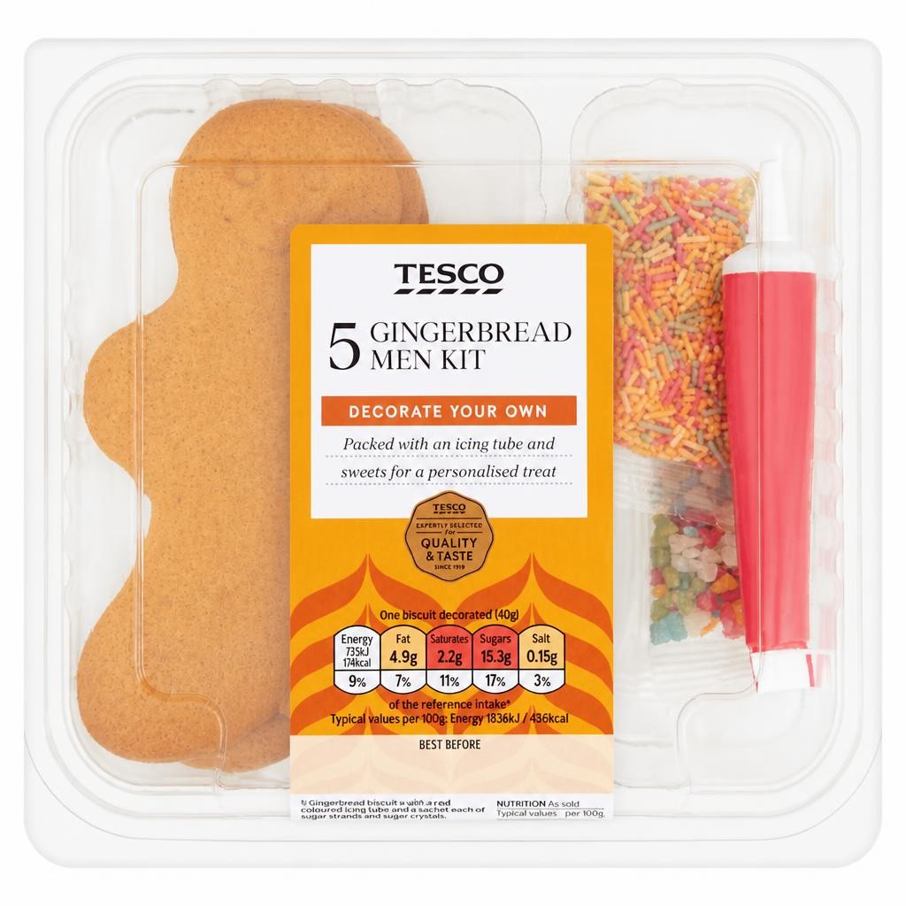 Tesco 5 Decorate Your Own Gingerbread Men Kit 199G