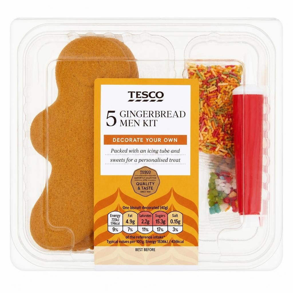 Tesco 5 Decorate Your Own Gingerbread Men Kit 199G