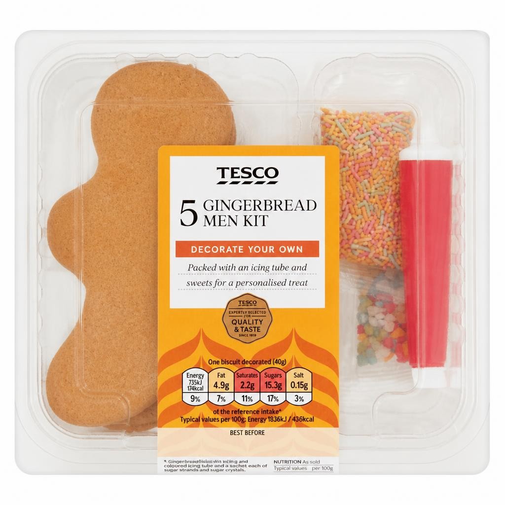 Tesco 5 Decorate Your Own Gingerbread Men Kit 199G