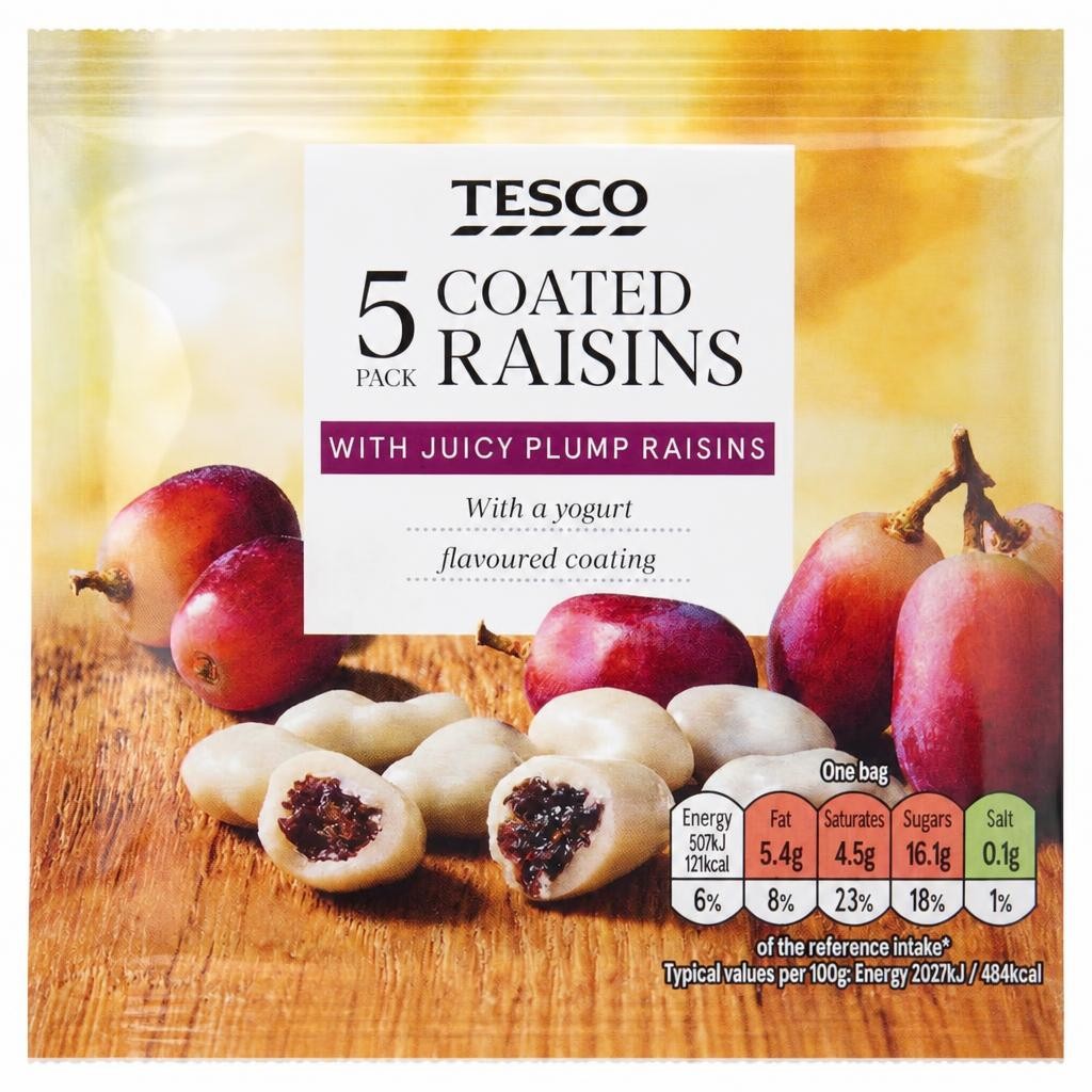 Tesco Coated Raisins - Yogurt Flavoured Coating 125g