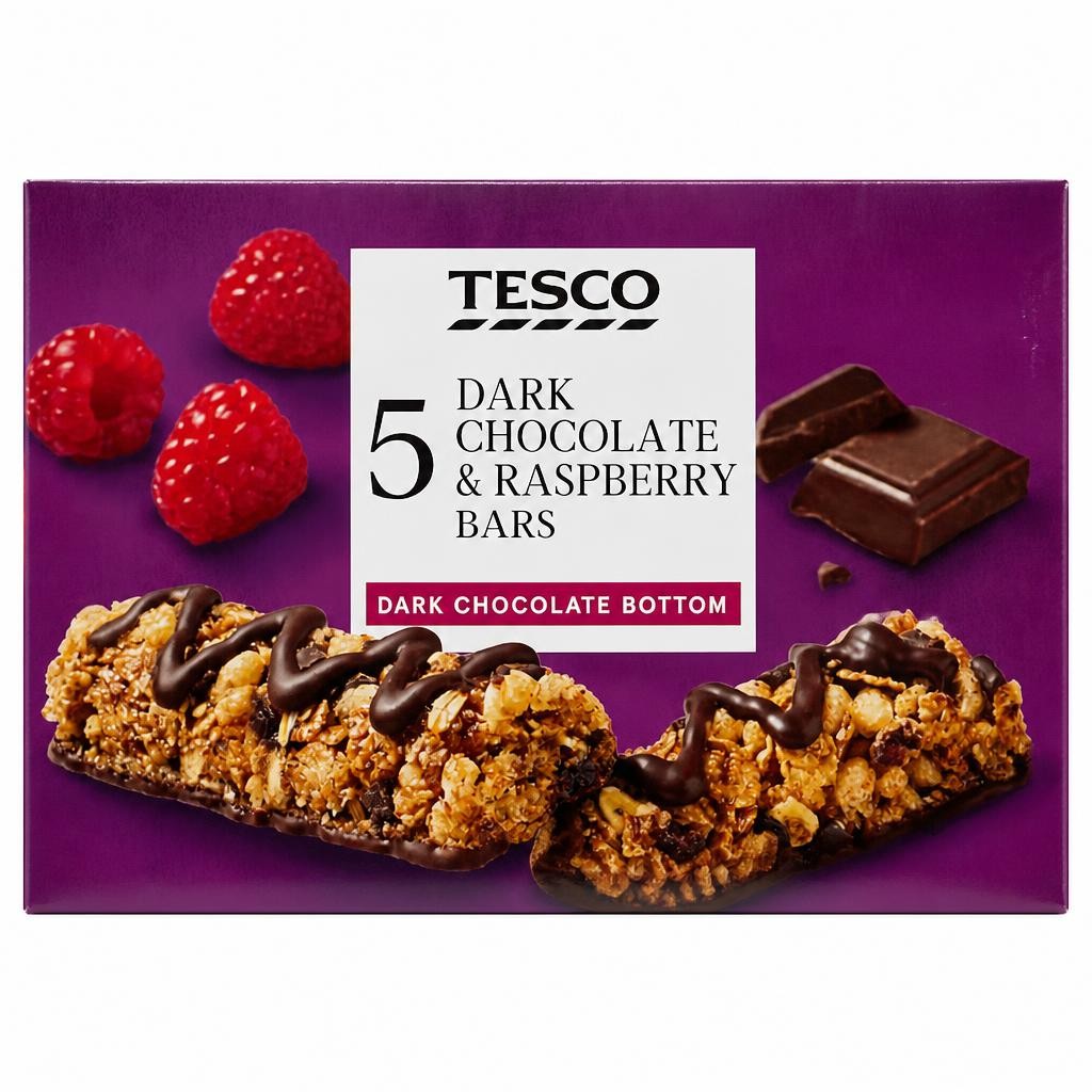 Tesco 5 Chocolate & Raspberry Bars 115G