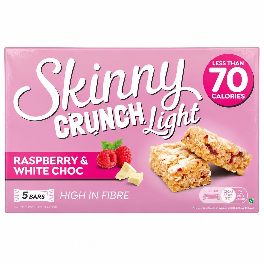 Skinny Crunch Light Bars - Raspberry & White Choc 5 x 19g