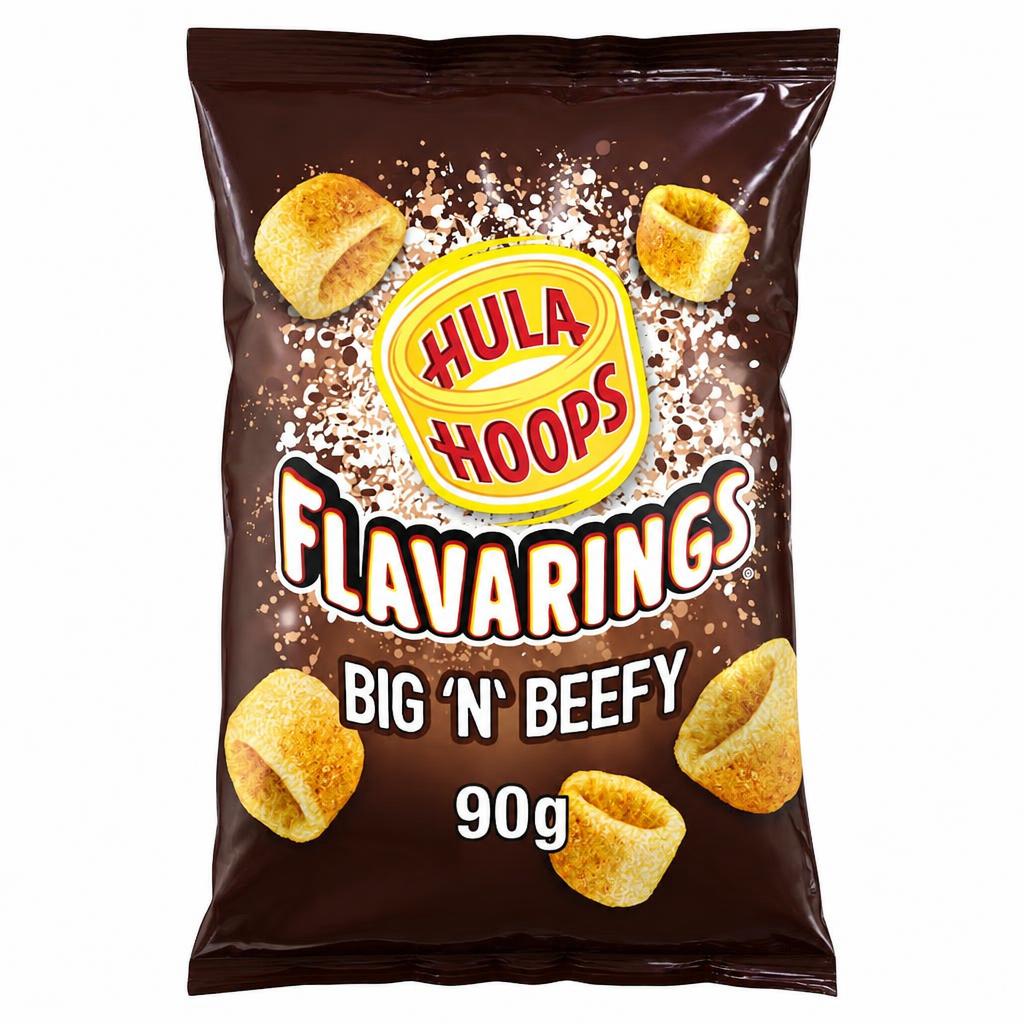 " Hula Hoops Flavarings Big'N'Beefy Sharing Crisps 90g"