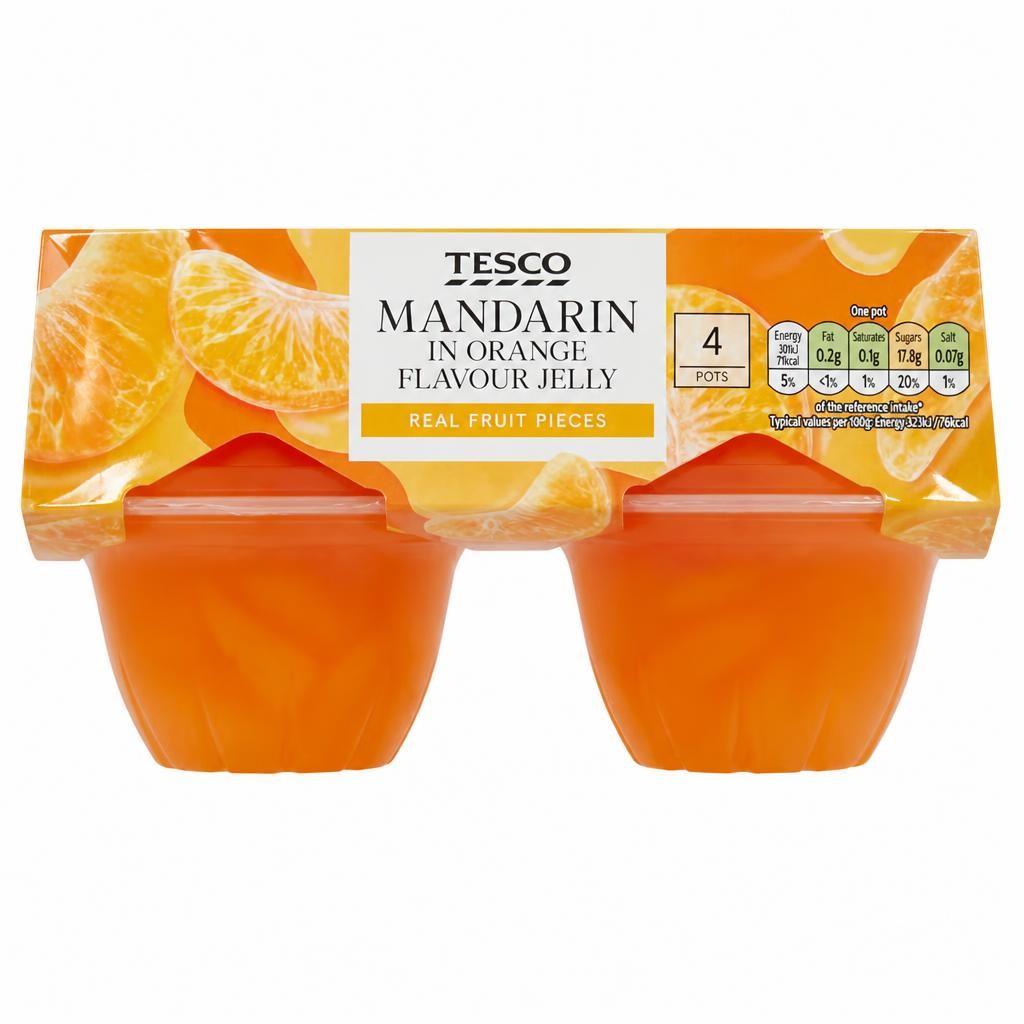 Tesco Mandarin In Orange Flavour Jelly 4 x 120g