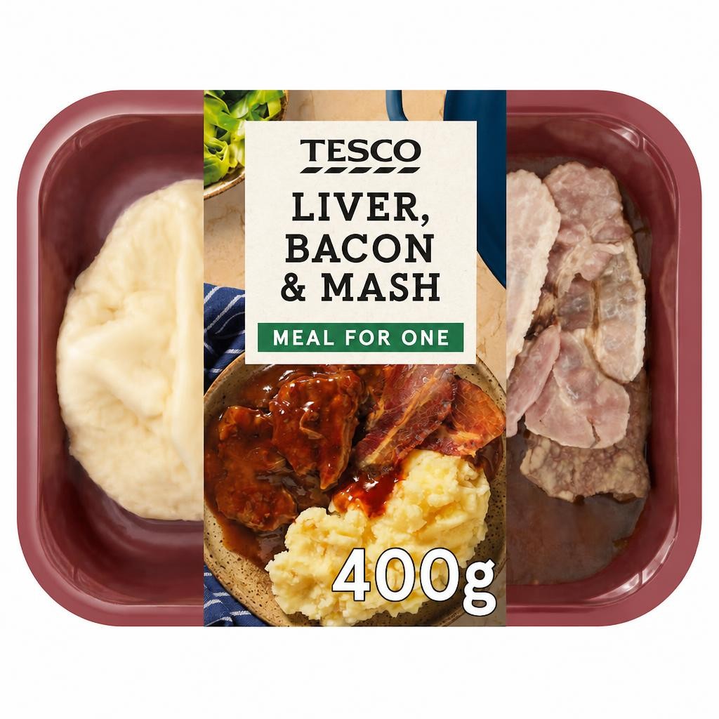 Tesco Liver, Bacon & Mash 400G