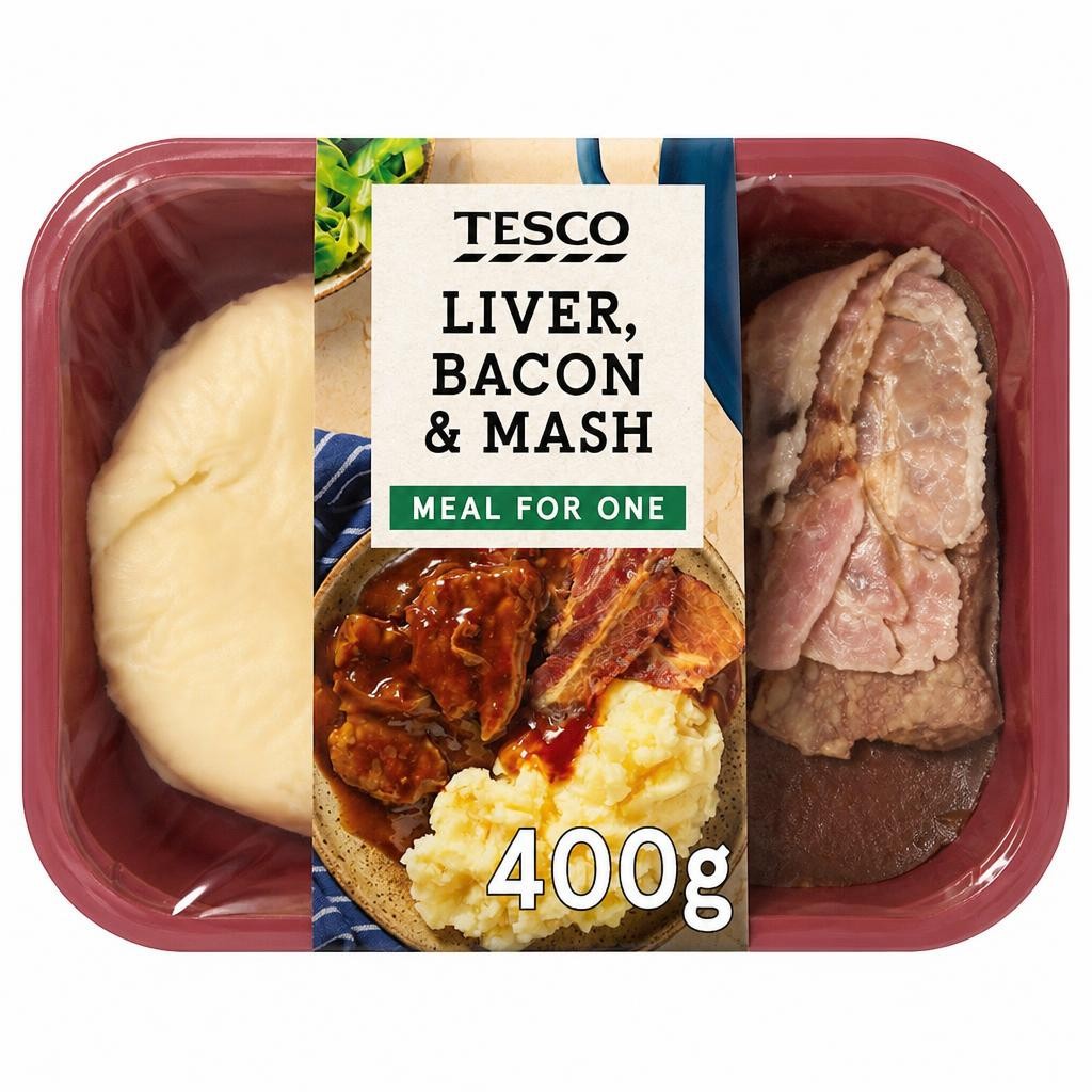 Tesco Liver, Bacon & Mash 400G