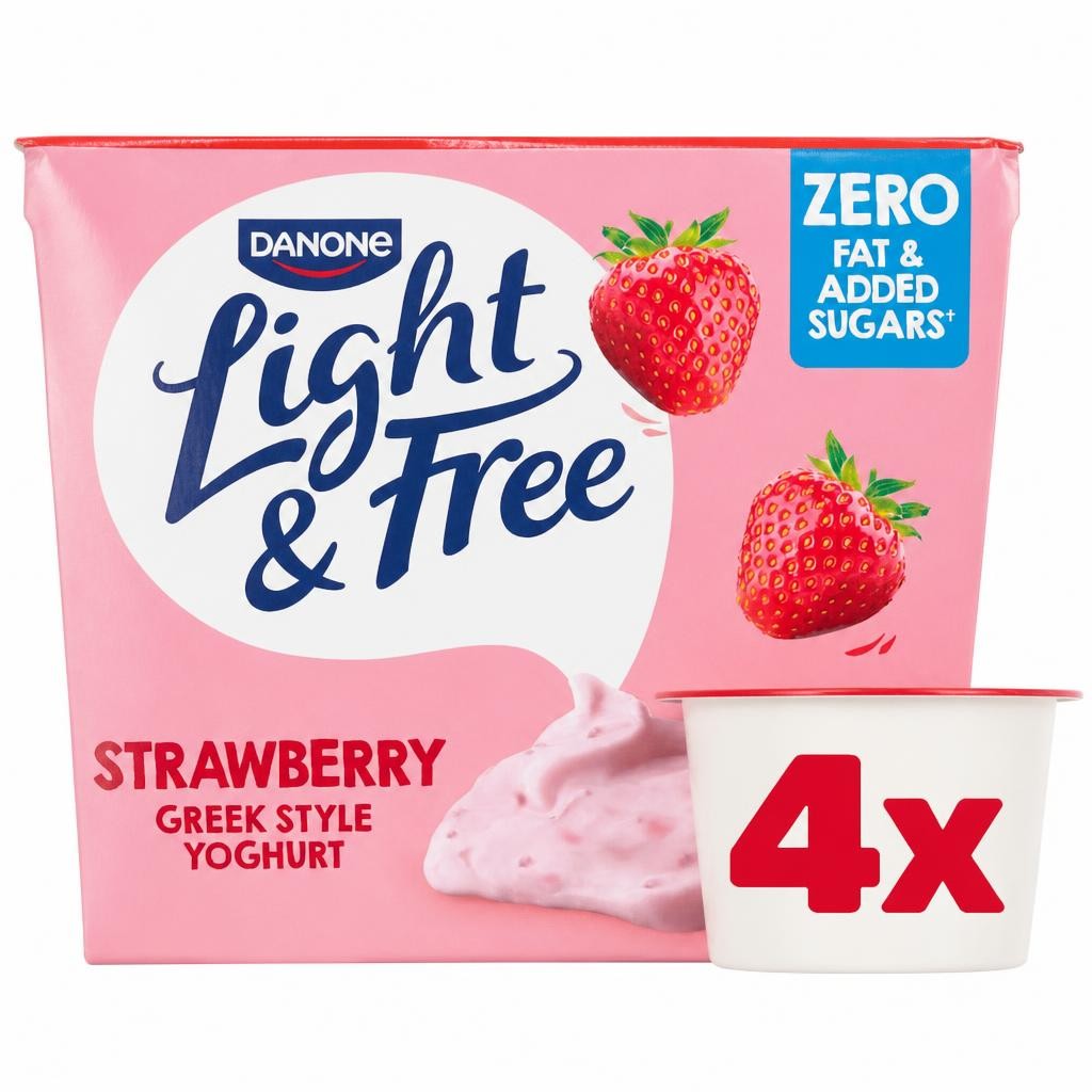 Light & Free Strawberry Greek Style Fat Free Yoghurt 4x115g