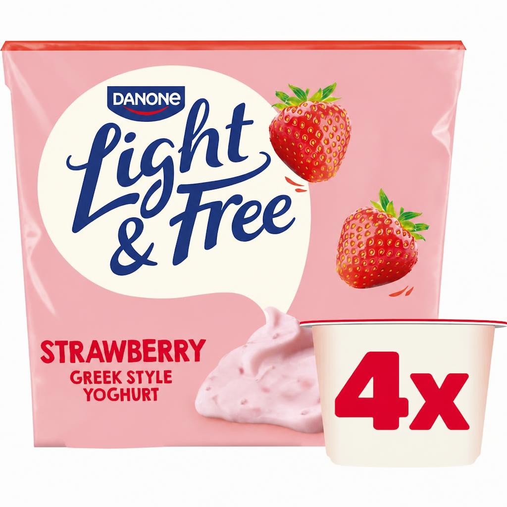 Light & Free Strawberry Greek Style Fat Free Yoghurt 4x115g