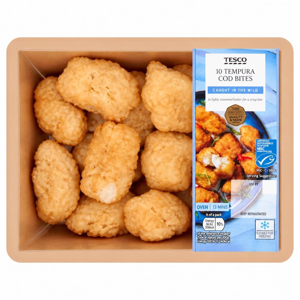 Tesco Battered Cod Fillet Bites 200G