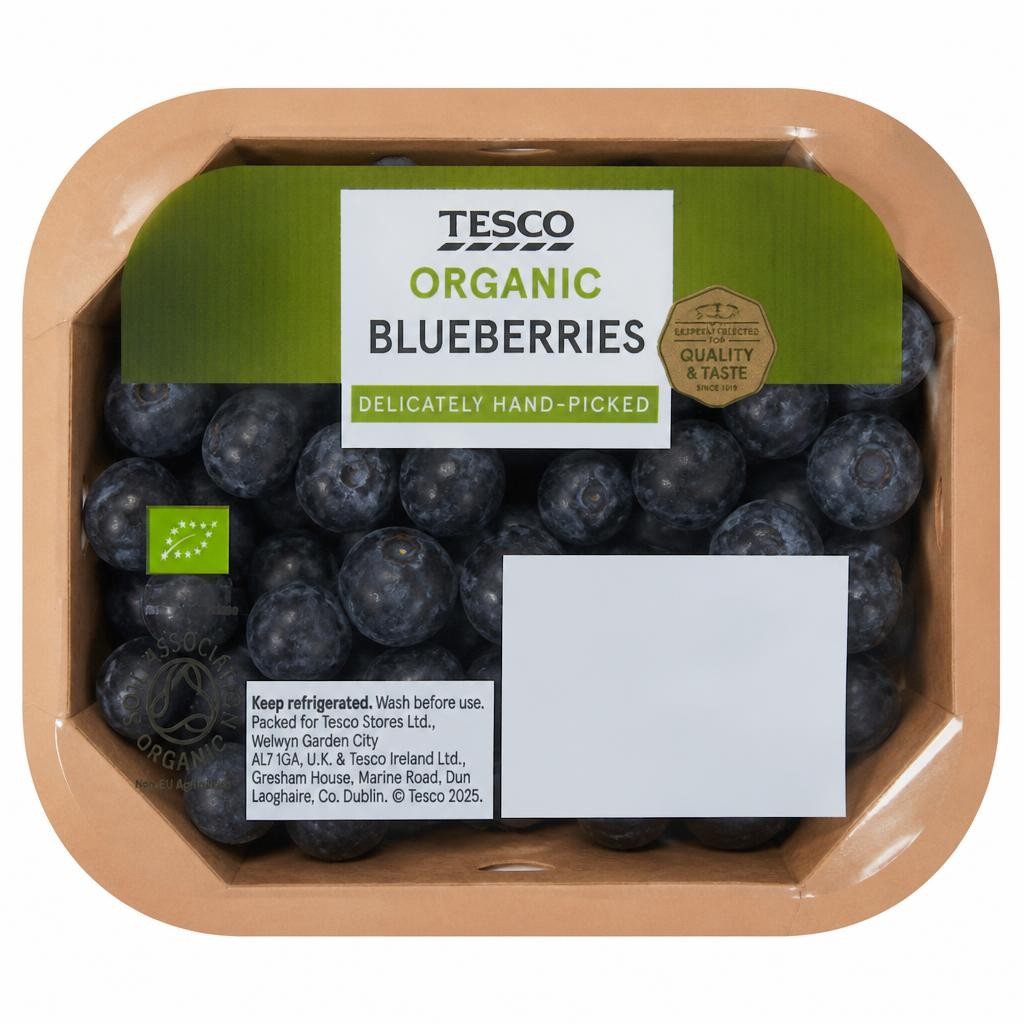 Tesco Organic Blueberries 150G