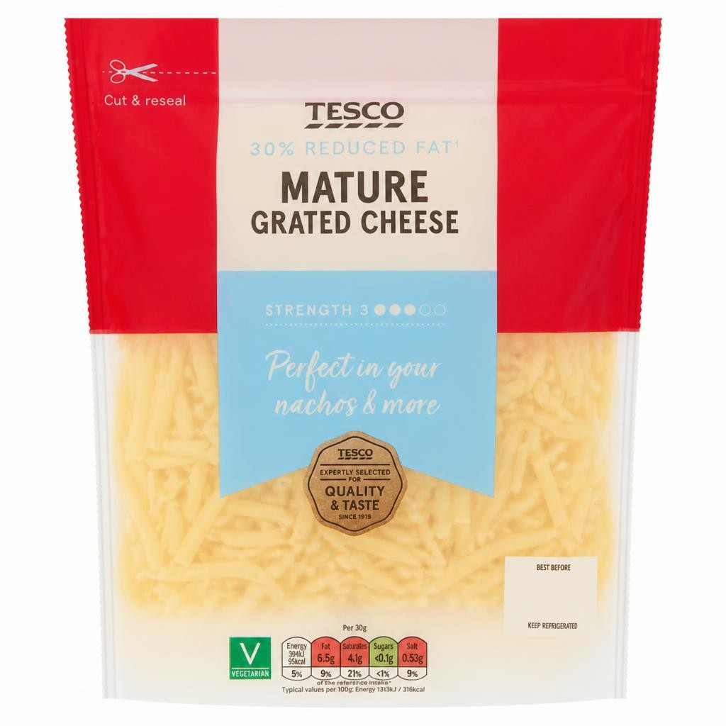 Tesco 30% Reduced Fat Grated Mature Cheese 250g