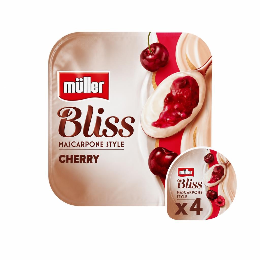 Muller Bliss Mascarpone Cherry Yogurts 4 x 110g