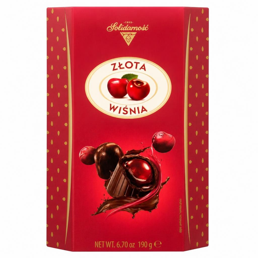 Solidarnosc Golden Cherry Chocolates In Liqueur 190G