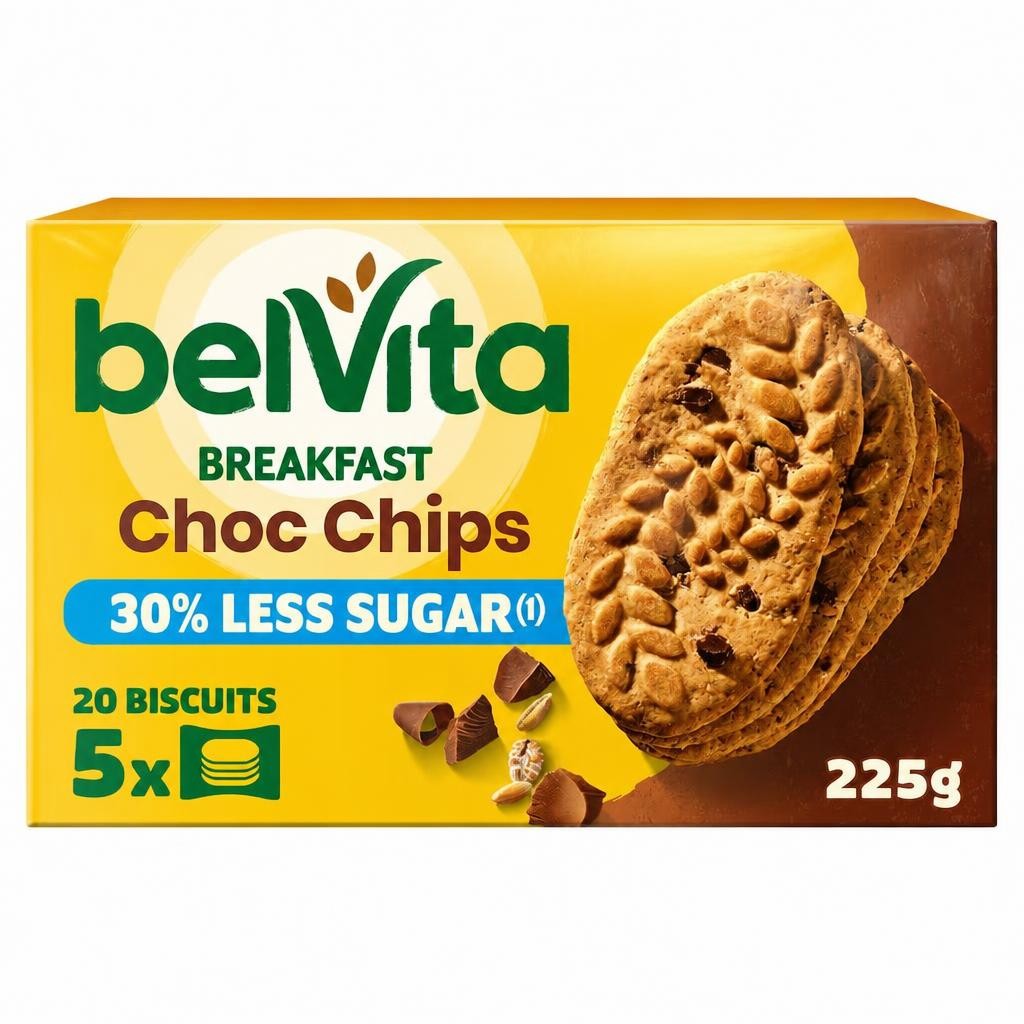 Belvita Cocoa Chocolate Chip Cereal Biscuit Snack Bars Pack 5 x 45g
