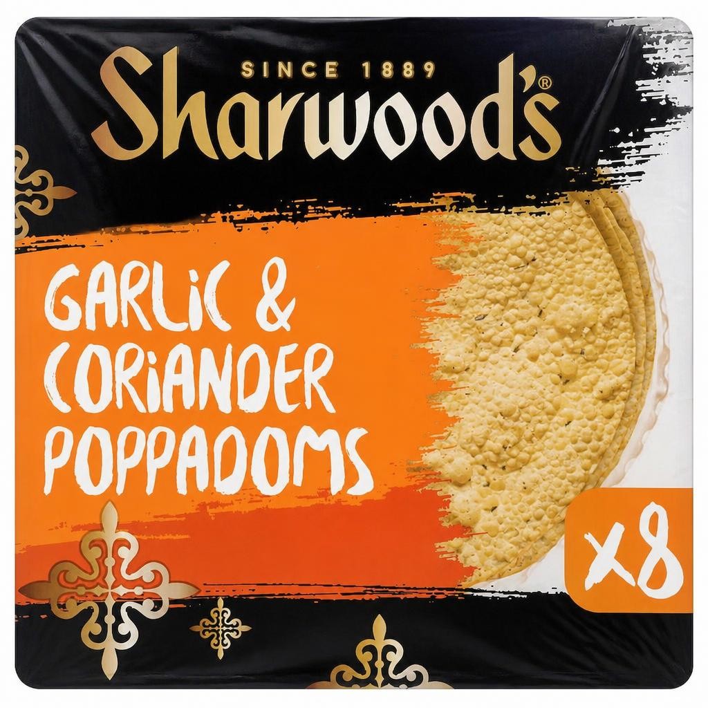 Sharwood's Garlic & Coriander Poppadoms 8 Pack