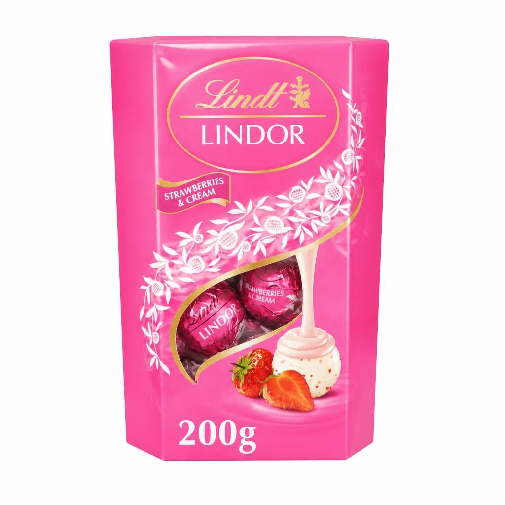Lindt Lindor Strawberries & Cream Chocolate Truffles Box 200g