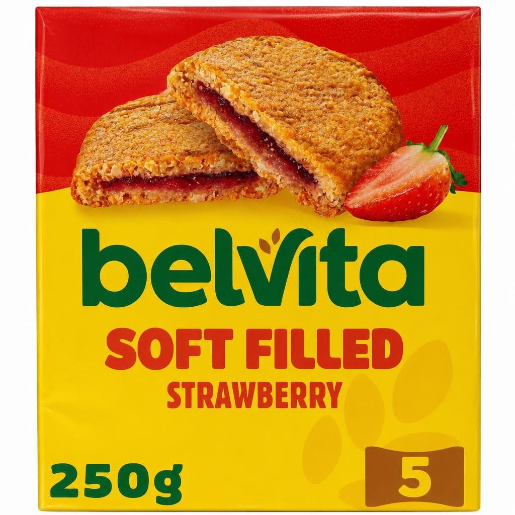 Belvita Breakfast Soft Bakes Strawberry Filled Cereal Snack Bars Pack 5 x 50g