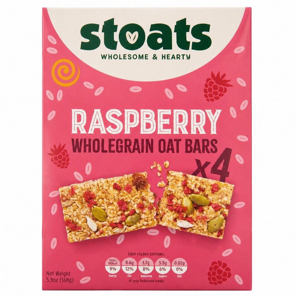 Stoats Raspberry & Honey Porridge Oat Bars 4 x 42g (168g)