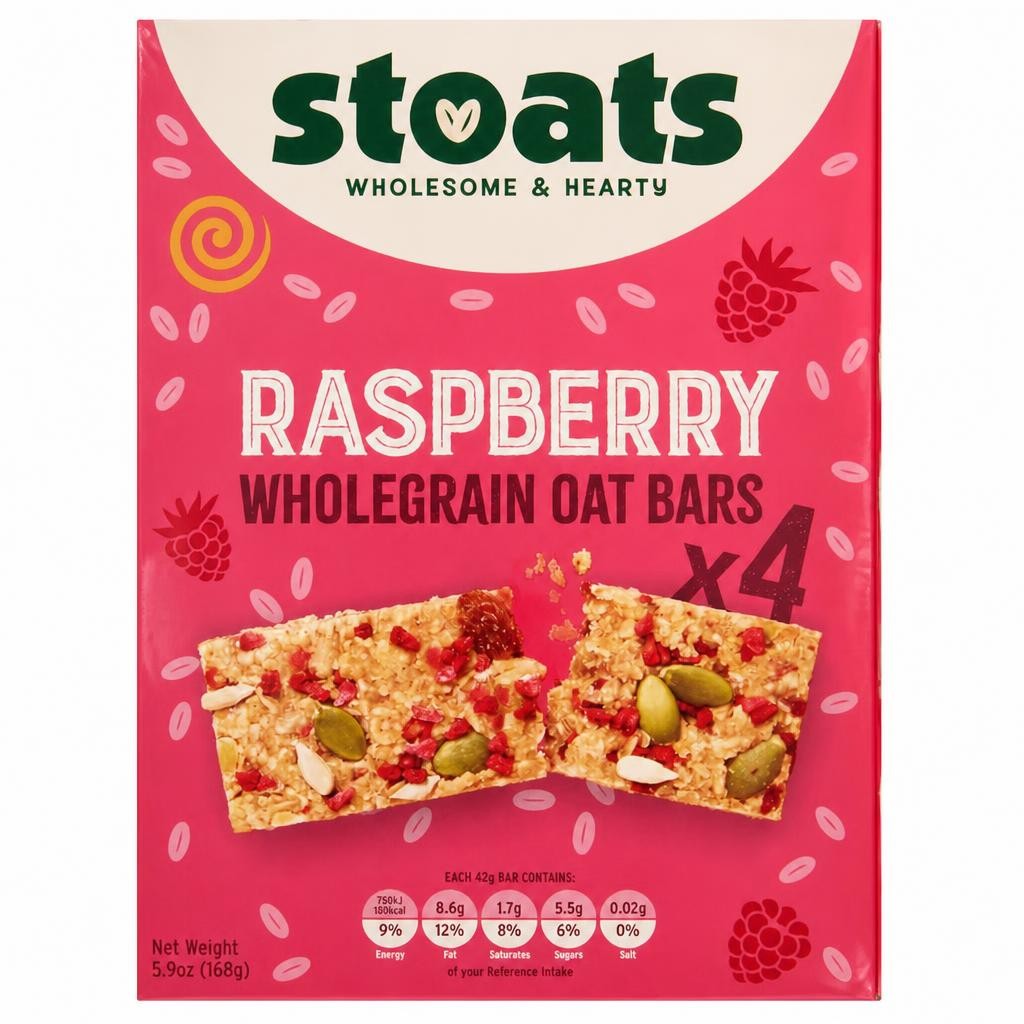 Stoats Raspberry & Honey Porridge Oat Bars 4 x 42g (168g)