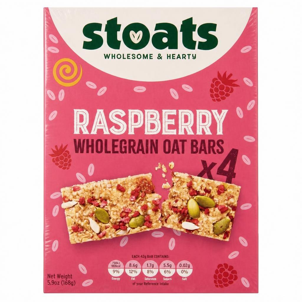 Stoats Raspberry & Honey Porridge Oat Bars 4 x 42g (168g)