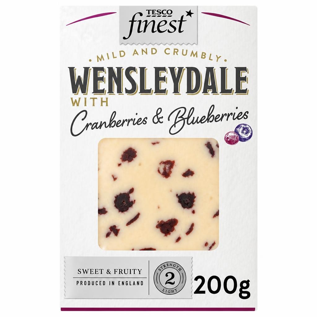 Tesco Finest Wensleydale Cheese Cranberries & Blueberry 200G