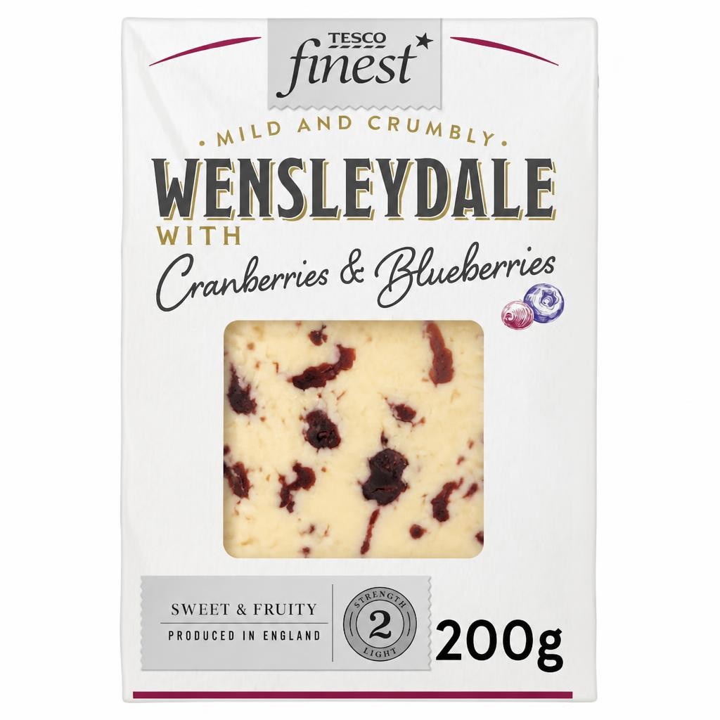 Tesco Finest Wensleydale Cheese Cranberries & Blueberry 200G