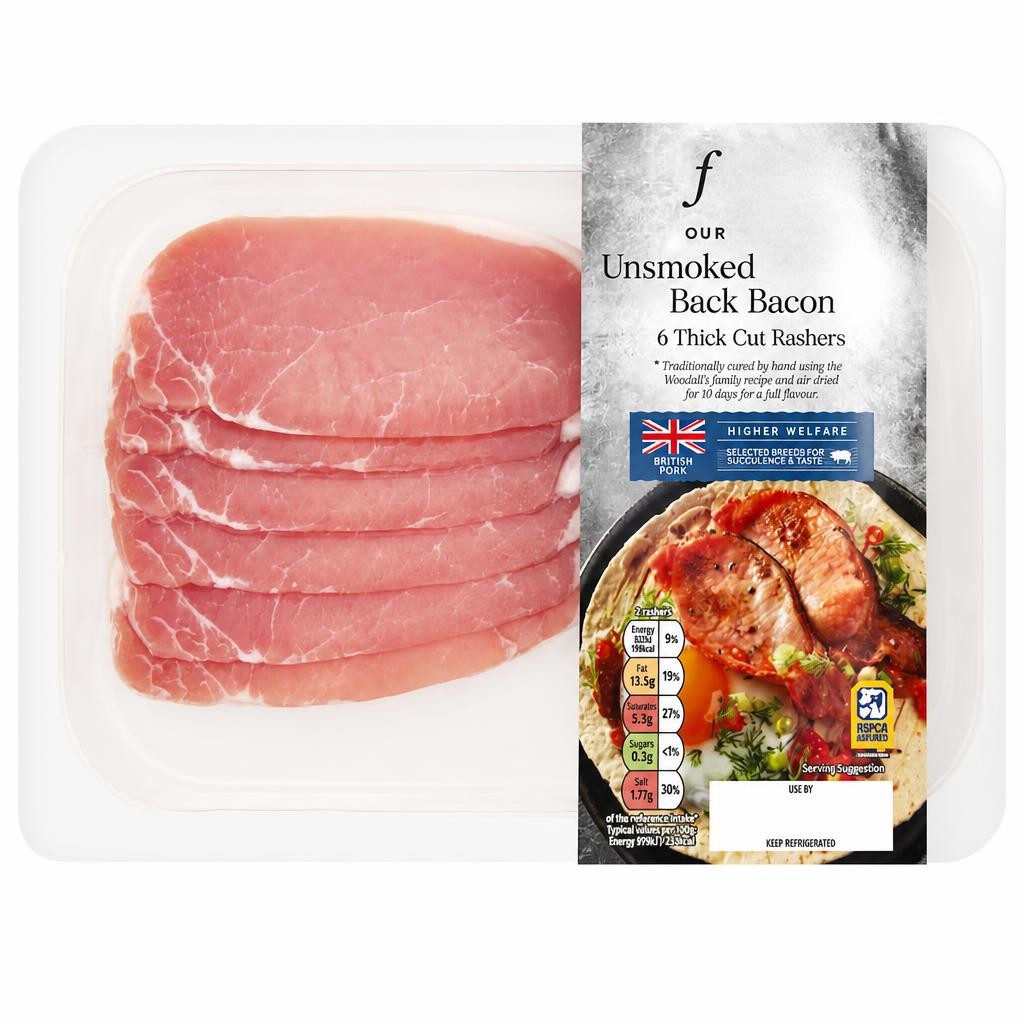 Tesco Finest Unsmoked 6 Dry Cure Thick Cut Bacon 240G