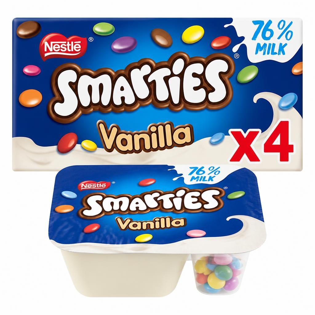 Smarties Split Pot Vanilla Flavour Yogurt 4X107g