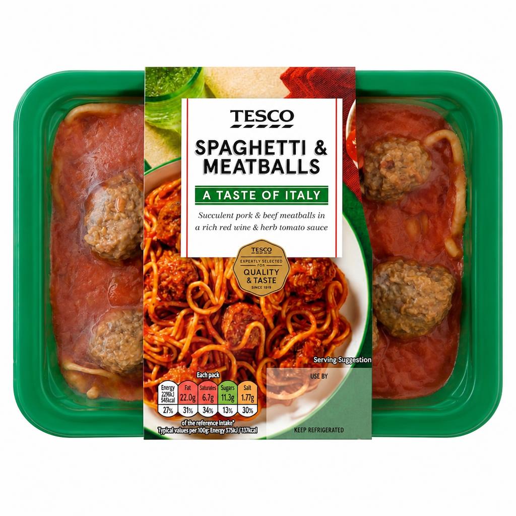 Tesco Spaghetti & Meatballs 400G