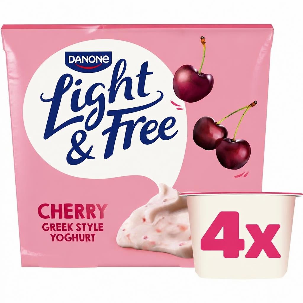 Light & Free Cherry Greek Style Fat Free Yoghurt 4x115g