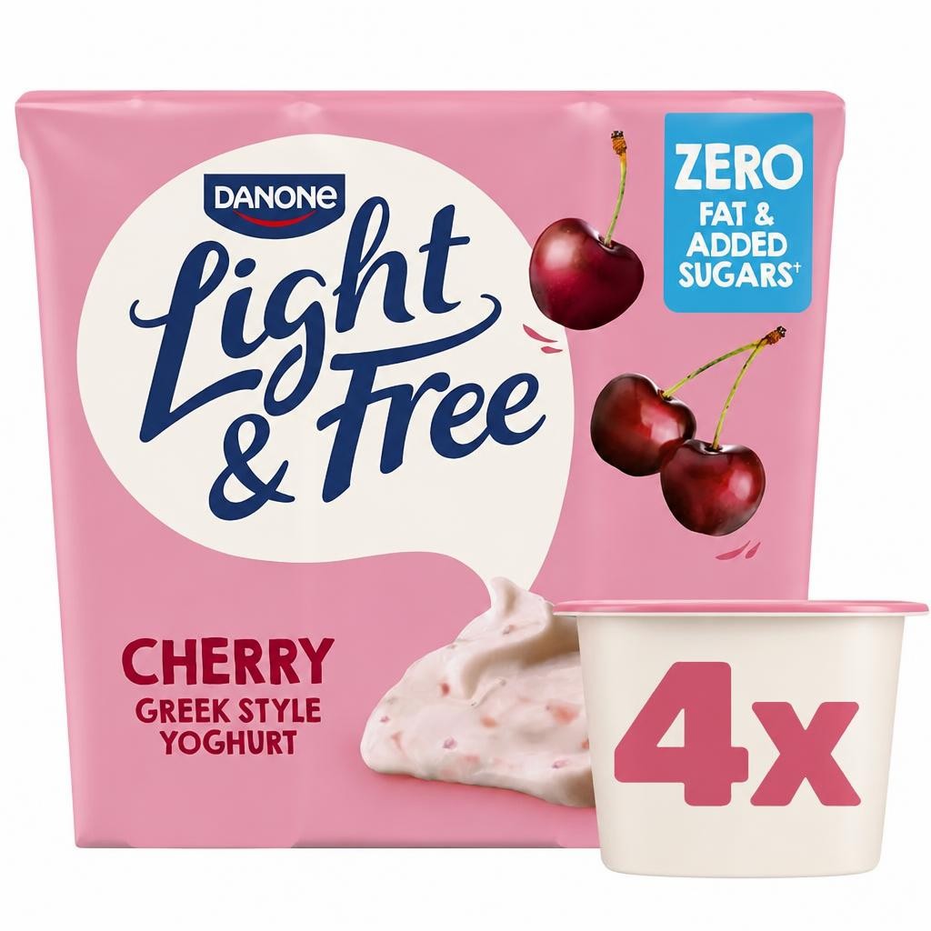 Light & Free Cherry Greek Style Fat Free Yoghurt 4x115g