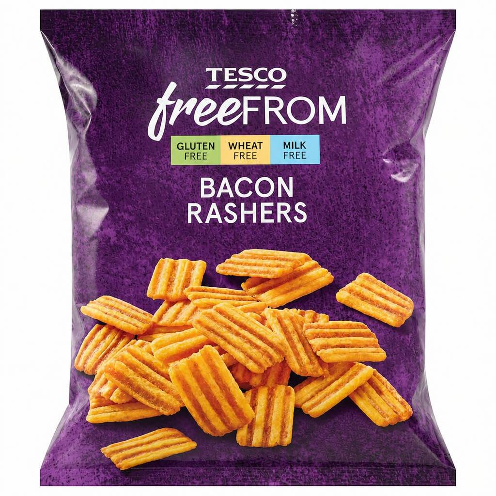 Tesco Free From Bacon Rashers Snacks 150g