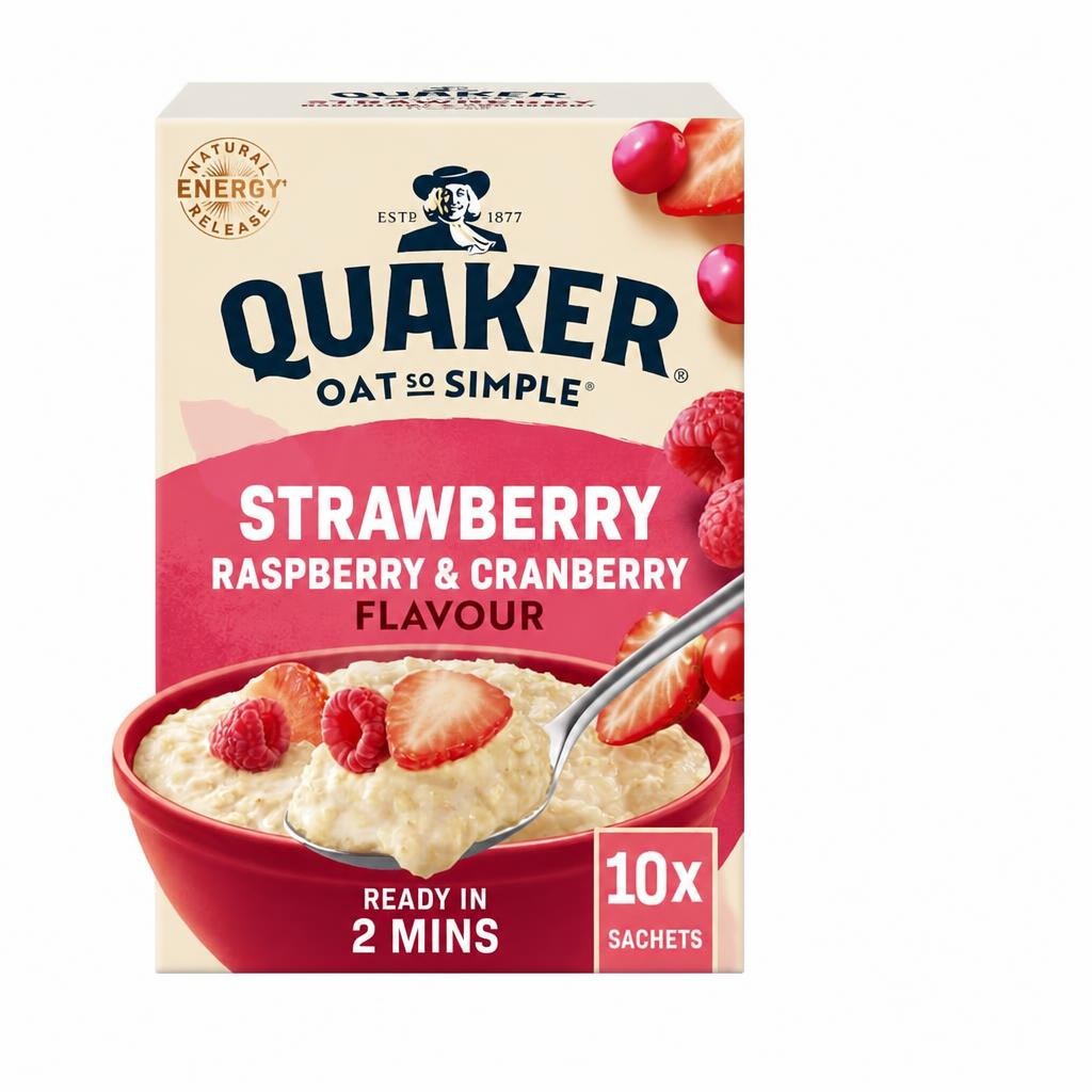 Quaker Oat So Simple Strawberry, Raspberry & Cranberry Porridge Sachets 10x33.9g