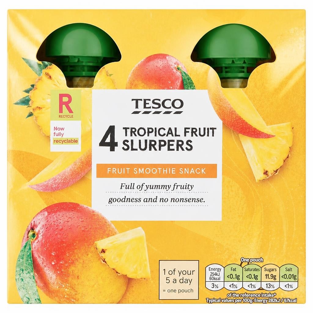Tesco Tropical Fruit Slurpers 4X90g