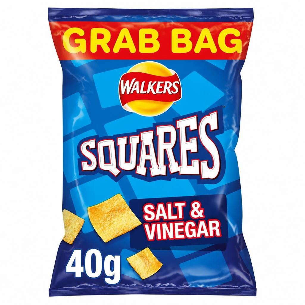 Walkers Squares Salt & Vinegar Grab Bag Crisps 40g