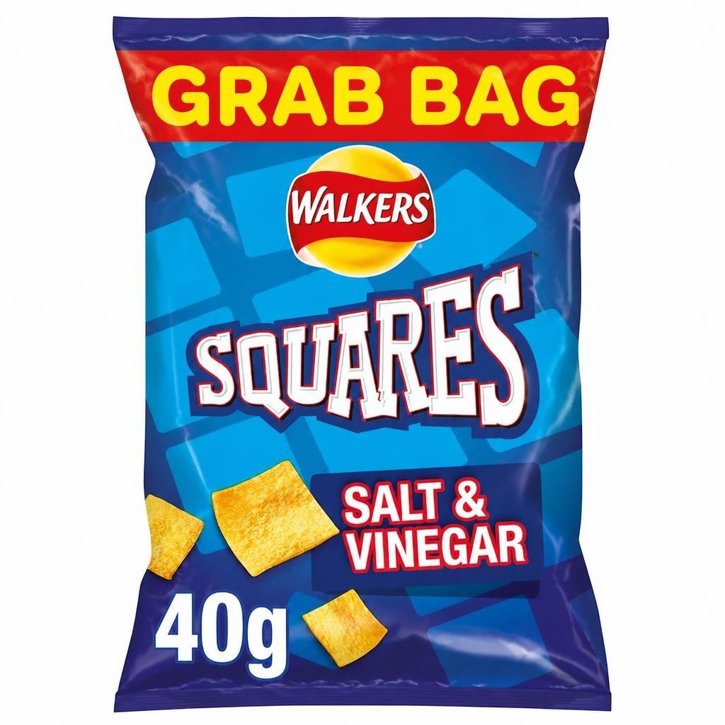 Walkers Squares Salt & Vinegar Grab Bag Crisps 40g