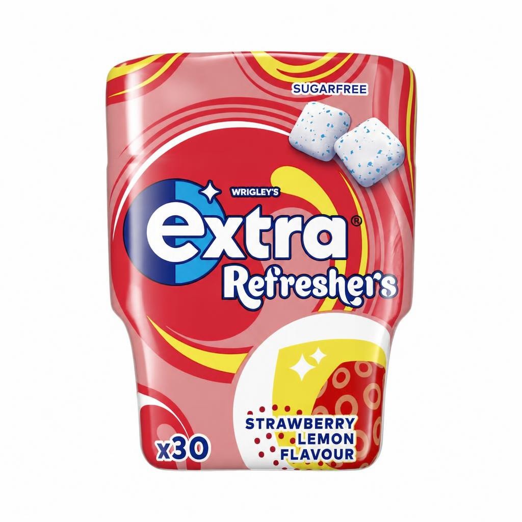 Extra Refreshers Strawberry Lemon Sugar Free Chewing Gum Bottle 30 Pieces 67G