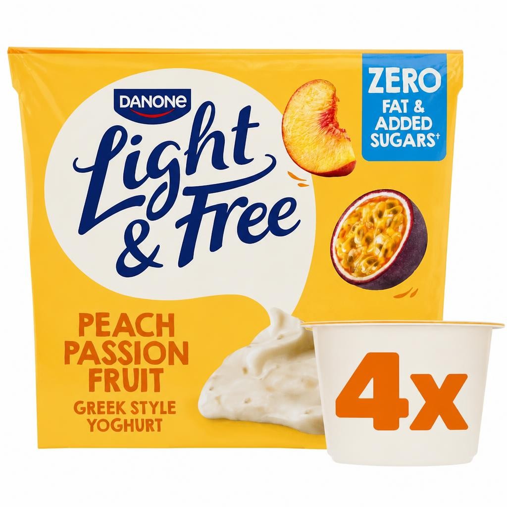 Light & Free Peach Greek Style Fat Free Yoghurt 4x115g