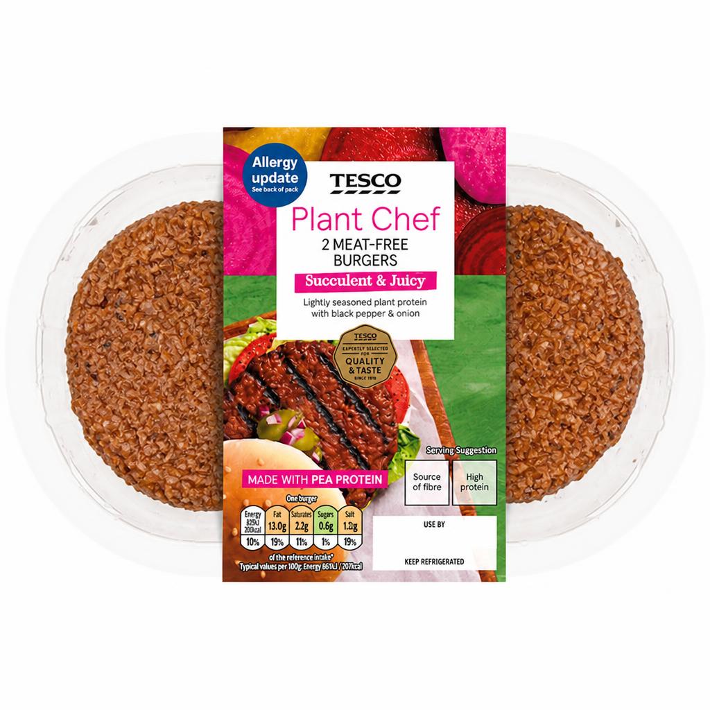 Tesco Plant Chef 2 Meat Free Burgers 226G