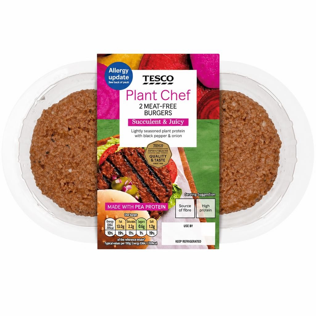 Tesco Plant Chef 2 Meat Free Burgers 226G
