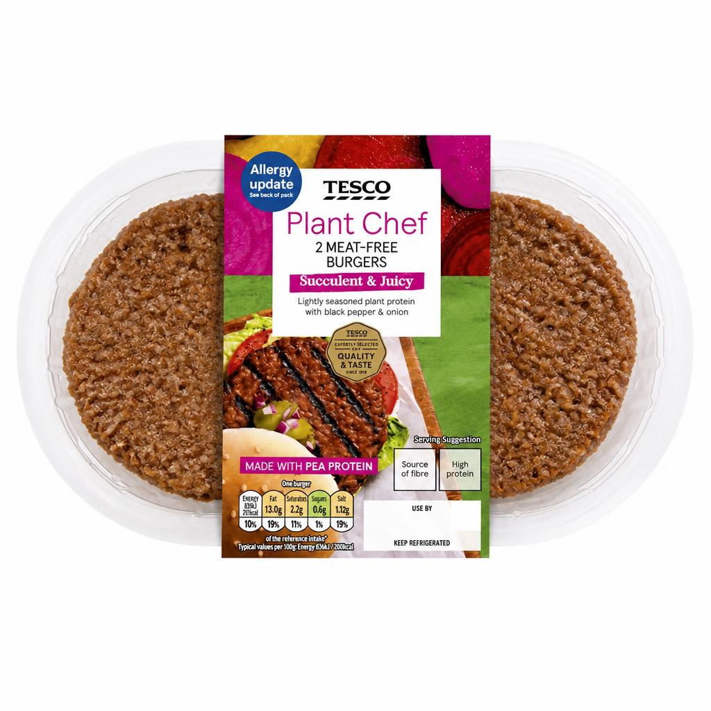 Tesco Plant Chef 2 Meat Free Burgers 226G
