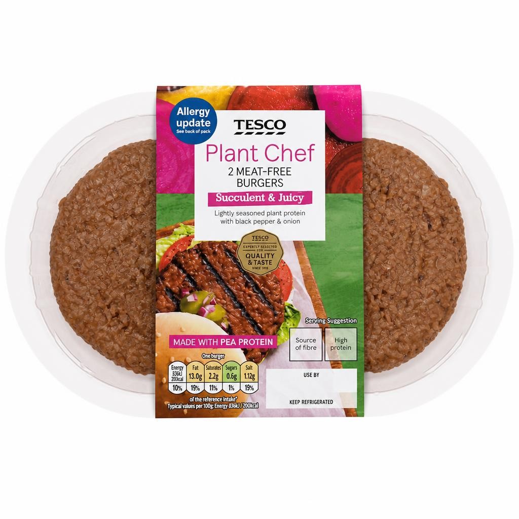 Tesco Plant Chef 2 Meat Free Burgers 226G