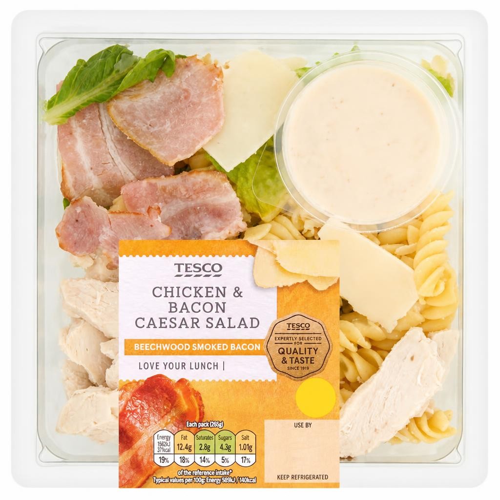 Tesco Chicken & Bacon Caesar Salad 265G