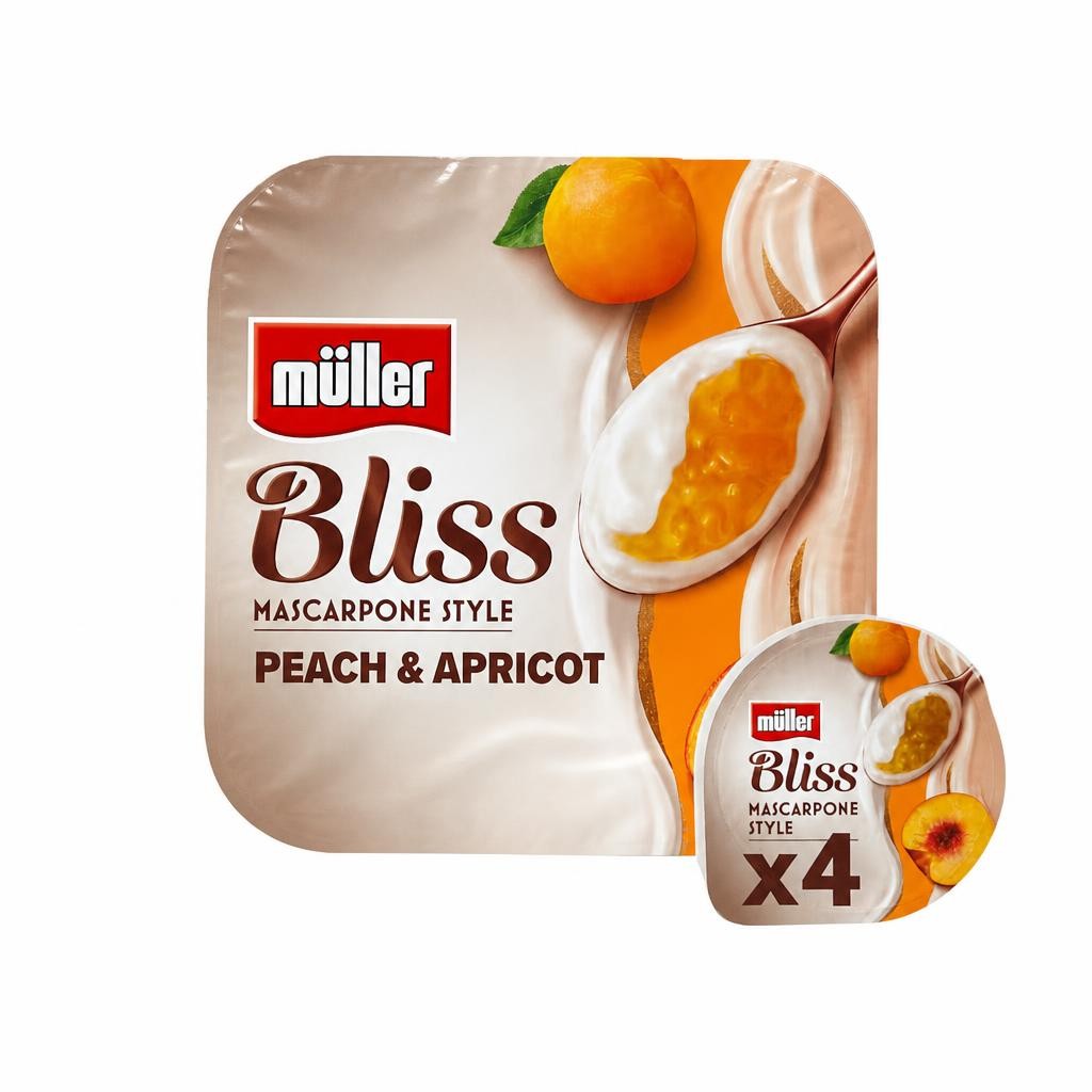Muller Bliss Mascarpone Peach & Apricot Yogurts 4 x 110g